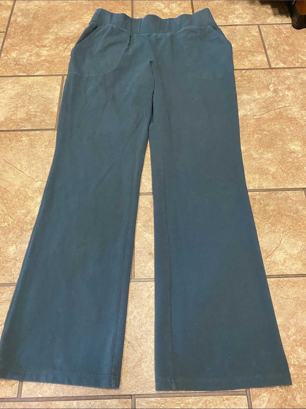 Wide-Leg Pull-On Wide Leg Pants in Navy Blue Medium Cotton Stretchy Waist Cozy